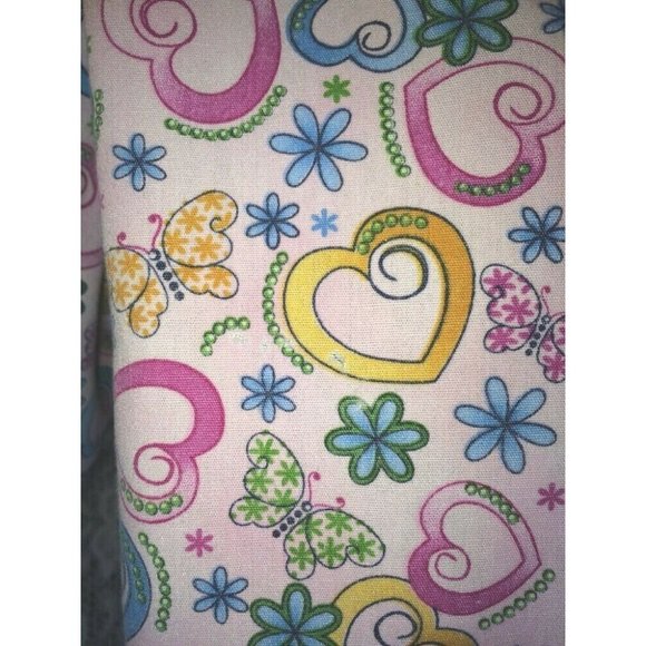 SB Scrub top Medium Pink Hearts Flowers V Neck 3 Front Pockets - Picture 5 of 9